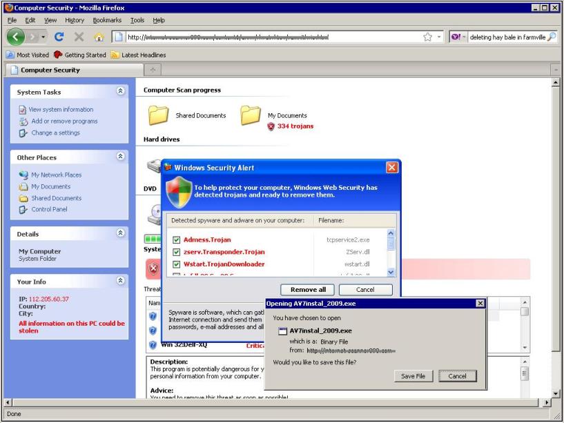 Image 3. Fake Scanning Page and download save file window